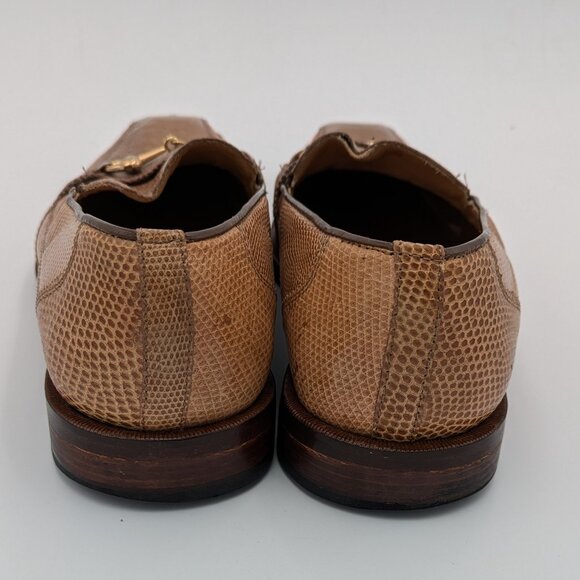 David Eden Ostrich Leg Lizard Loafers Men’s Dress Shoes Size 11Tan Cognac Color main image 9